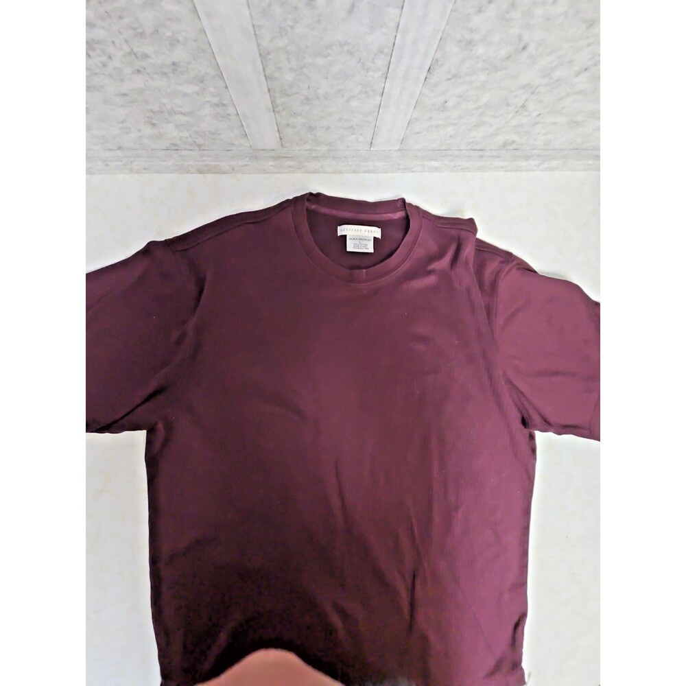 Geoffrey Beene Mens Double Mercerized Ribbed 100 Cotton Tee Wine colored VGC